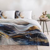 Kristal Özdilek Çift Kişilik Saten Nevresim Takımı Softlife Mavi Sumie - Bordo - Gri - Beyaz - 200 x 220 cm