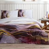 Kristal Özdilek Çift Kişilik Saten Nevresim Takımı Softlife Pembe Sumie - Bordo - Gri - Beyaz - 200 x 220 cm