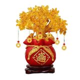 Kristal Para Ağacı Feng Shui Sitrin Kuvars Kristal Para Ağacı Bonsai Tarzı Dekorasyon Servet Para İyi Şanslar Zenginlik Refah ve Başarı Sitrin Değerli Taş Ağacı Kristal Feng Shui Ağacı (Kırmızı)