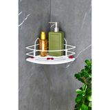 Kristal Raflı Ekonomik Paslanmaz Beyaz Şampuanlık Yapışkanlı Banyo Köşeliği Duş Rafı - Beyaz-2