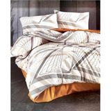 Kristal Ranforce Kapitoneli Nevresim Takımı Çift Kişilik Prizma Kahve - 220 x 230 cm