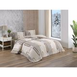 Kristal Ranforce Kapitoneli Tek Kişilik Nevresim Takımı Dört Mevsim Elips - Kahve - 160 x 220 cm