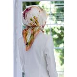 Kristal Şal Desenli Somon Renkli 90X90 Eşarp (İpek İçermez) Kenar Dikiş Şekli El Dikişli