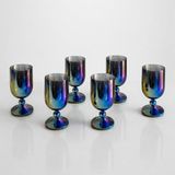 Kristal Su Bardağı,Kokteyl Kadeh Seti, 135 ml- Su Kadehi 6'lı Set-Gökkuşağı