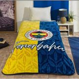 Kristal Taç Lisanslı Fenerbahçe Klasik Tek Kişilik Battaniye - 160 x 220 cm - Lacivert - Sarı