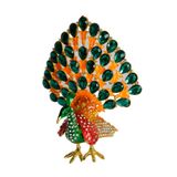 Kristal Taş İşlemeli Metal Tavus Kuşu Biblo, Dekoratif Ev Aksesuarı, 14x12 cm, Metalik Kaplama (Yeşil)