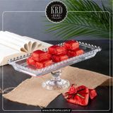 Kristal Taşlı Ayaklı Boncuklu Cam Sunumluk Kase