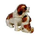 Kristal Taşlı Dekoratif Köpek Biblo, Metal, 12cm x 8cm, Hediyelik Eşya, Altın Renk Kutulu