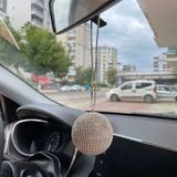 Kristal Taşlı Disko Topu Dikiz Ayna Süsü Küçük 6cm Gümüş