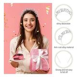 Kristal Taşlı Gümüş Renk My Birthday Yazılı Doğum Günü Parti Tacı 14x16 cm
