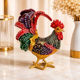 Kristal Taşlı Horoz Biblo Battal Boy 19x15 cm | Dekoratif Masaüstü Süsü | Şans, Bereket ve Güç Sembolü | Hediyelik Ev & Ofis Dekoru