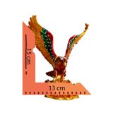 Kristal Taşlı Kartal Biblo, Dekoratif Metal Heykel, 15x13 cm, Altın Rengi ve Çok Renkli