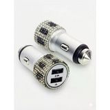 Kristal Taşlı Metal Araç Çakmaklık Şarj Aleti Çift Usb-A Girişli Hızlı Şarj 2.4A 12-24V Leopar
