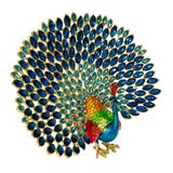 Kristal Taşlı Metal Tavus Kuşu Dekoratif Aksesuar, 13 x 16 cm, 4 Farklı Renk Seçeneği Mevcut (Mavi)