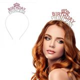 Kristal Tasli Pembe Birthday Princess Yazili Parti Taci 19X11 Cm