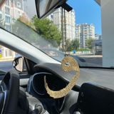 Kristal Taşlı Vav Lafzı Dikiz Ayna Süsü Altın