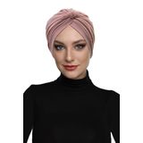 Kristal Tüllü Astarlı Pudra Hazır Türban Tesettür Abiye Bone