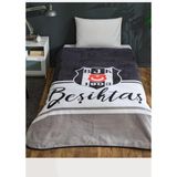 Kristal Yeni Sezon Beşiktaş Lisanslı Taraftar Tek Battaniye - 160 x 220 cm - Siyah - Beyaz
