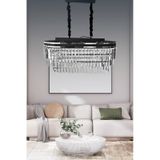 Kristalim Gümüş Detaylı 70x30 Cm'lik Kristal Taşlı Lüks Avize - Yatak Odası - Salon - Mutfak Gümüş