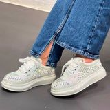 Krıste Bell 0003 Beyaz Kadın Süper Star Taşlı Premium Sneaker Spor Ayakkabı - 001 - Beyaz