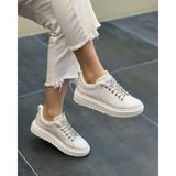 Krıste Bell 04 Beyaz Taşlı Ip Bağcıklı Kadın Sneakers Günlük Spor Ayakkabı - 001 - Beyaz