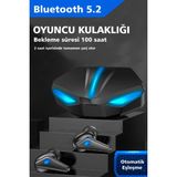 Krizantem Kulak Içi Oyuncu Kulaklığı Bluetooth Mikrofonlu Tüm Telefonlara Uyumlu Işıklı Gaming Kulaklık - Mavi - Siyah
