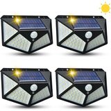 Krizantem Sensörlü 4lü Güneş Enerjili Solar Aplik Bahçe Garaj Giriş Aydınlatma Kafe Havuz Otopark Lamba - 3000K (Sıcak Beyaz)