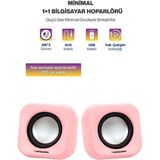 Krl Tak Çalıştır 2'li USB Bilgisayar Hoparlörü – Güçlü Ses, Kompakt Tasarım, Ev-Ofis Kullanıma Uygun - Pembe