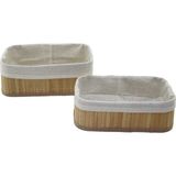 Krm 2li Dikdörtgen Bambu Kenar Organizer Sepet Ahşap Altlık - Bezli 19X27X10CM - 15X24X8C