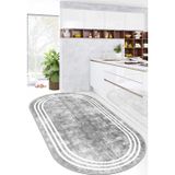 Krm Dünya Ürünleri Oval Gri Banyo Mutfak Yolluk Tay Tüyü Hisli Halı