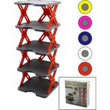 Krm Yeni Nesil Akordiyon - Katlanır - 5 Katlı Plastik Ayakkabılık Gri TABAN-27X27CM - Renkli A