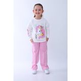KRN Moda Unicorlu Kız Çocuk Takım - 6 Yaş - Beyaz - Pembe