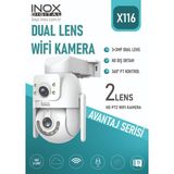 KRNTEKNO TEKNOLOJİ MARKET Inox X116 Dual Lens Dış Ortam Wifi Ptz Kamera 3+2 Mp 2 Kameralı Akıllı Wi-Fi Güvenlik Kamerası