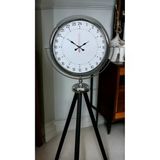 Krom 24 Saat Göstergeli Özel Tasarım Tripod Ayaklı Saat