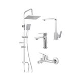 Krom 4lü Set Banyo Bataryası Eviye Bataryası Lavabo Bataryası Duş Tepe Yağmurlama Seti Özel Seri 2 Krom