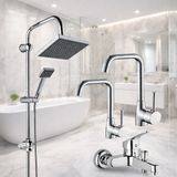 Krom 4lü Set Banyo Bataryası Eviye Bataryası Lavabo Bataryası Duş Tepe Yağmurlama Seti Özel Seri 2