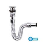Krom Basmalı Sifon - Körüklü Sifon - Lavabo Mutfak Sifonu - Bas S Gümüş