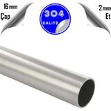 Krom Boru | Paslanmaz Çelik 1 Metre Boyunda | Et Kalınlığı: 2mm | 304 Kalite - DIŞ ÇAP: 16MM