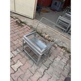 Krom Çevirmeli Katlanabilir Kollu Kömürlü Mangal 30X50 cm 4 Kademeli Hazneli