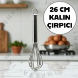 Krom Çırpıcı Pratik Yumurta Sos Kek Çırpma Teli Küçük 26 cm