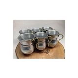 Krom Dövme Ayran Bardağı 6'lı Set -metal Otantik Bardak - Krom Maşrafa