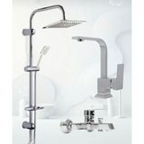 Krom Dubai Robot Duş Seti , Lüx Kare Lavabo , Banyo Bataryası 3’lü Set