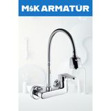 Krom Duvardan Krom Oynar Borulu Eviye Ve Lavabo Bataryası