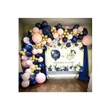 Krom Gold Gece Mavisi Ve Makaron Pembe Balon Seti 50 Adet