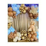 Krom Gold Karamel Sütlü Kahve Ve Makaron Mavi Balon Seti 50 Adet