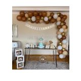 Krom Gold Karamel Ten ve Beyaz Balon seti 100 Adet+5 mt balon zinciri