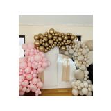 Krom Gold Makaron Pembe Pastel Deniz Kumu Balon Seti 50 Adet