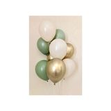 Krom Gold Parlak Küf Yeşili ve Pastel Beyaz Renk Balon - Çok Renkli