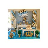 Krom Gold - Pastel Beyaz - Pastel Mavi Balon Seti + 5 Mt Balon Zinciri 100 adet