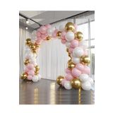 Krom Gold, Pastel Beyaz ve Makaron Pembe Temalı Balon Seti